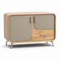 Modern wood and metal sideboard with storage compartments 80 x 40 x 60cm