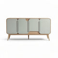Wooden sideboard with grey doors for living room storage 150 x 40 x 75cm
