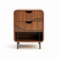 Wooden nightstand with two drawers and open storage shelf 50 x 40 x 60cm