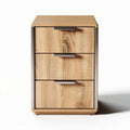 Wooden nightstand with three drawers and metal accents 40 x 50 x 60cm