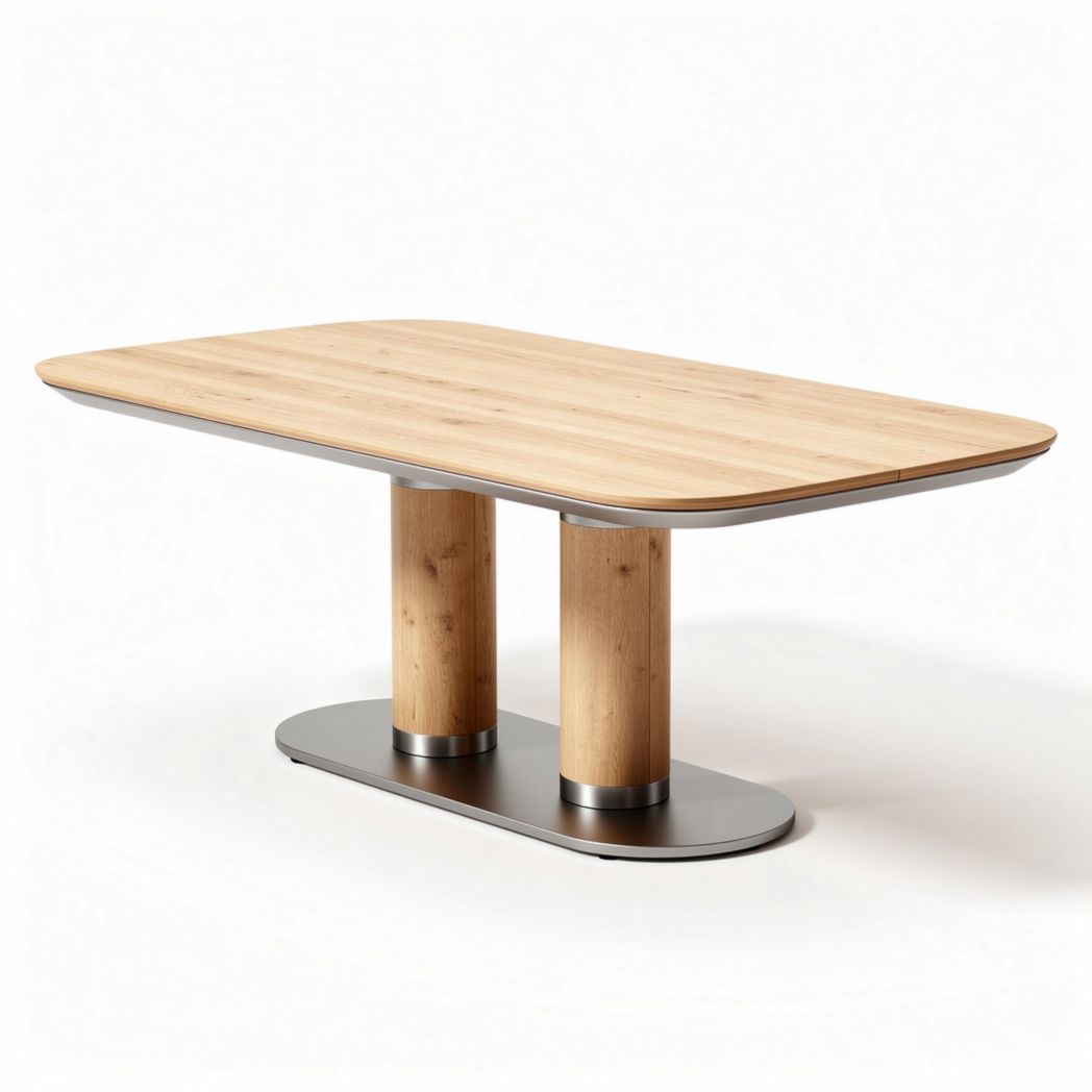 Wooden dining table with metal base 180 x 90 x 75cm for modern interiors