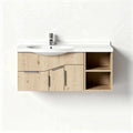 Bathroom vanity with white sink and natural wood finish 80 x 45 x 60cm
