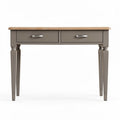 Gray wooden desk with natural wood top and two drawers 100 x 50 x 75cm
