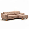 Fabric sectional sofa with left chaise lounge in light brown color 220 x 90 x 80cm