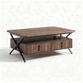 Wooden coffee table with storage drawers and metal frame 120 x 60 x 40cm