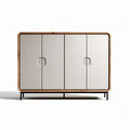 Modern wooden sideboard with gray front panels and metal legs 120 x 45 x 80cm